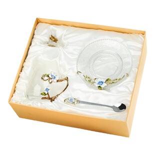 珐琅彩水晶玻璃杯女士新款水杯高级咖啡杯子套装泡茶杯教师节礼物