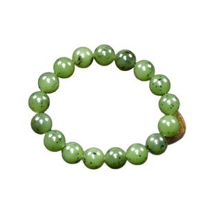 紫润轩和田玉碧玉手串12MM手链苹果绿老坑乌兰海料哑光男女款精品