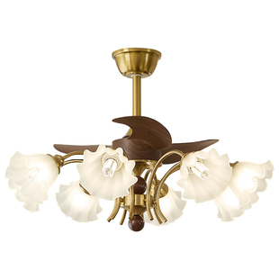 灯示法式中古风客厅吊灯风扇灯复古美式餐厅卧室书房一体吊扇灯具