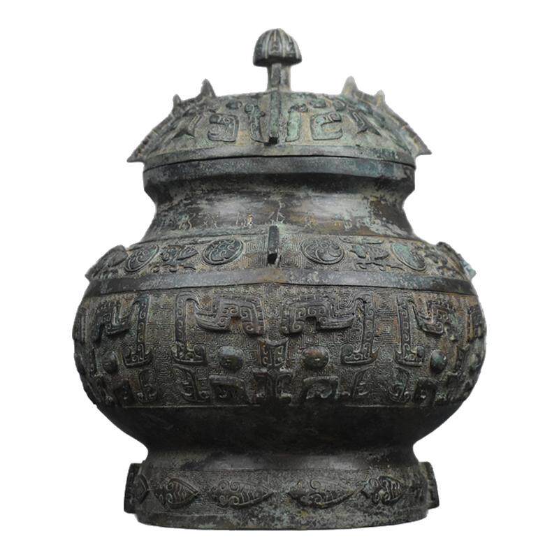 仿古青铜器圆罍铜罍摆件