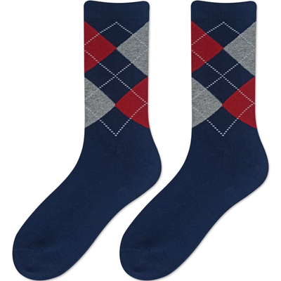 无骨菱形格前辰防臭纯棉中筒袜男