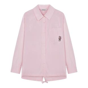 TeenieWeenie小熊奥莱衬衫春季新颖宽松天丝棉粉色长袖女衬衣外套