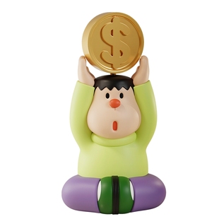 创意胖虎转大钱玄关桌面招财摆件饰品小众开业礼物工位情绪稳定器