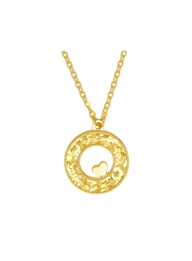 周六福520圆环爱心项链女5点20分链坠S925银黄金色送女友圣诞礼物