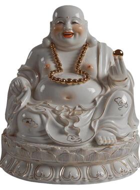 【感恩结缘优惠】《玉白金彩弥勒笑佛》弥勒佛佛像供奉家居饰品
