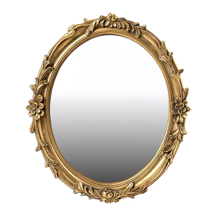 欧式复古双台盆卫浴镜轻奢椭圆雕花装饰镜法式宫廷风高级化妆镜子