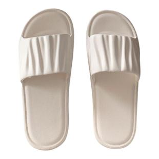 细细条 居家简约纯色褶皱凉拖鞋女夏时尚室内浴室防滑eva防臭拖鞋