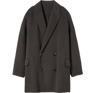 轻量轻奢山羊绒羊毛双面呢毛呢大衣男士枪驳领短款呢子西装外套