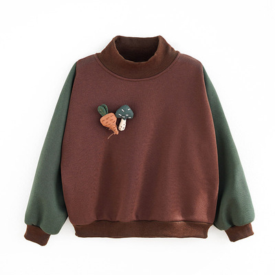 砚台家女童拼接半高领卫衣