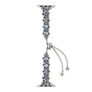 iserisewatch适用iWatchs11表带苹果s10手表applewatchs9代海蓝星星锆石表链金属SE女款夏41mm创意Ultra独特