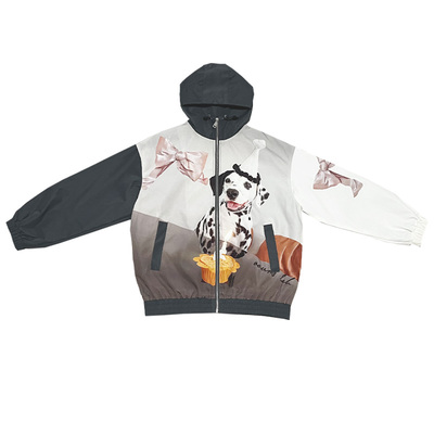 OOURSLAB狗狗集团印花连帽外套oversize美式女士蝴蝶结冲锋衣上衣