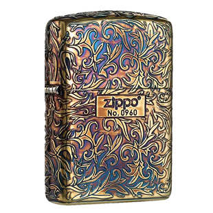 ZIPPO官方旗舰店打火机ZIPPO正品日版在册盔甲机熏铜唐草收藏送礼