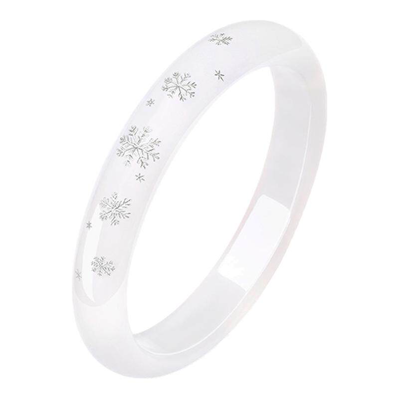 【生日礼物】周大生雪花玉髓手镯