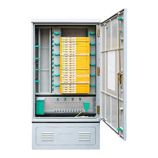 室外288芯光缆交接箱落地式SMC免跳接光纤配线架机柜光交箱壁挂式三网/四网合一FC/SC空箱配空盘满配法兰尾纤