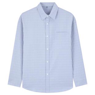 Mind Bridge2026春肌理感长袖衬衫男士通勤休闲上衣纯色格纹衬衣