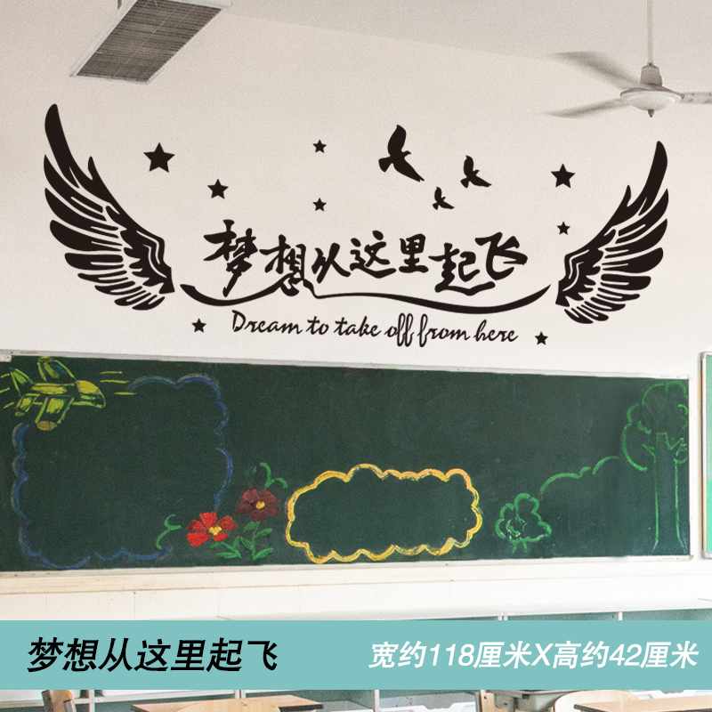 小学教室黑板上励志贴纸自粘辅导班级文化墙面墙贴画装饰创意布置图片