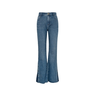 XG/雪歌XJ402054A219做旧破边开叉牛仔裤时尚冬季新款微喇长裤女