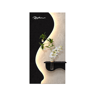 水培绿植入户玄关装饰画奶油风立体砂岩壁灯画高级感走廊新款挂画