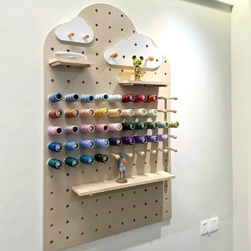 木质缝纫线架首饰袜子展架线圈架收纳展示架线托壁挂式洞洞板