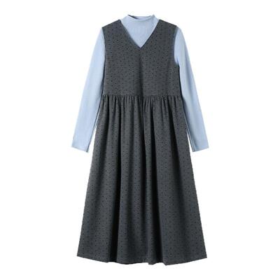 孕妇秋冬打底衫波点连衣裙套装