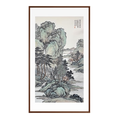 玄关新中式山水挂画招财靠山图
