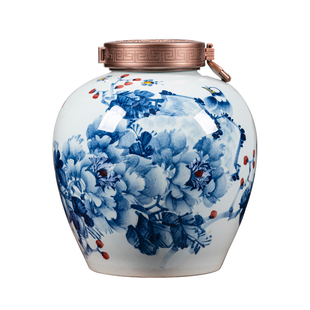景德镇陶瓷酒坛子家用密封20斤50斤装高级青花存酒缸空瓶泡白酒罐