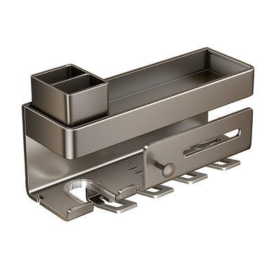 枪灰电动牙刷置物架免打孔卫生间壁挂式漱口杯吹风机刷具收纳架