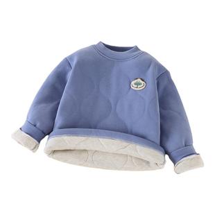 儿童夹棉保暖上衣秋冬男女童加厚打底衫男女童学生校服内搭神器