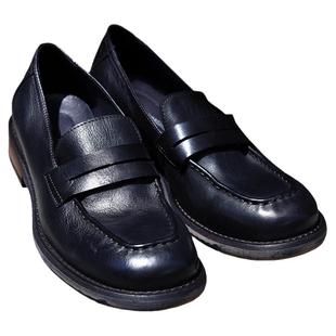 静廖y2k 昱谷®先锋方圆头乐福鞋 头层牛皮单鞋 vibe便鞋软底宽版