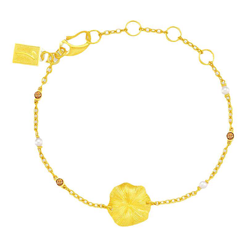 justgold镇金店荷香黄金足金手链