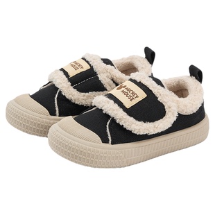 迪士尼冬季宝宝鞋子加绒保暖女童棉鞋软底学步鞋男童鞋子儿童棉鞋