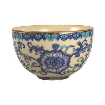 正品简约100ml青花汝窑主人杯