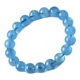 海蓝宝手串女男东海水晶玛瑙玉髓翡翠蓝色宝玉石散珠子聚宝盆手链