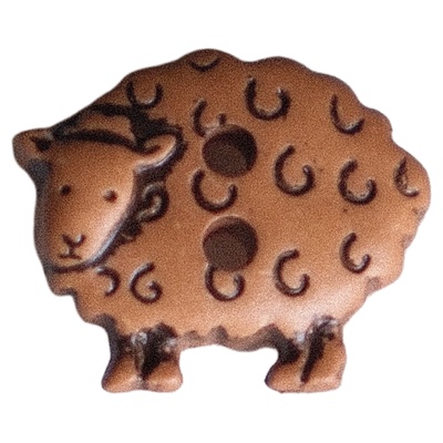 棕底黑色线条绵羊纽扣