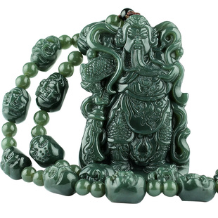 新疆和田玉关公吊坠男玉关公牌玉石十八罗汉项链霸气武财神关二爷