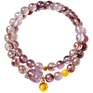 宫里上新紫水晶手链女款天然正品紫幽灵紫色水晶手串妇女节礼物