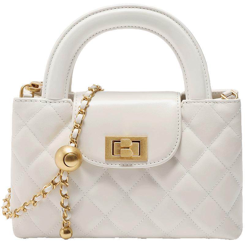 百丽包包女商场同款小香风手提包送妈妈红色新娘婚包小方包X7183A