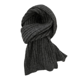 阿馨yolo 张元英灰色围巾女秋冬韩版羊毛百搭针织纯色保暖围脖冬