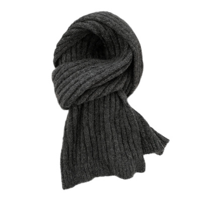 张元英灰色围巾女秋冬针织围脖