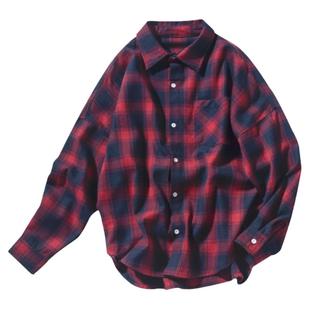 磨毛格子衬衫外套韩版潮流ins超火的休闲个性时尚长袖修身衬衣男
