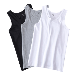 夏季男士男装白色无袖背心健身运动短袖t恤潮牌纯棉坎肩衣服打底