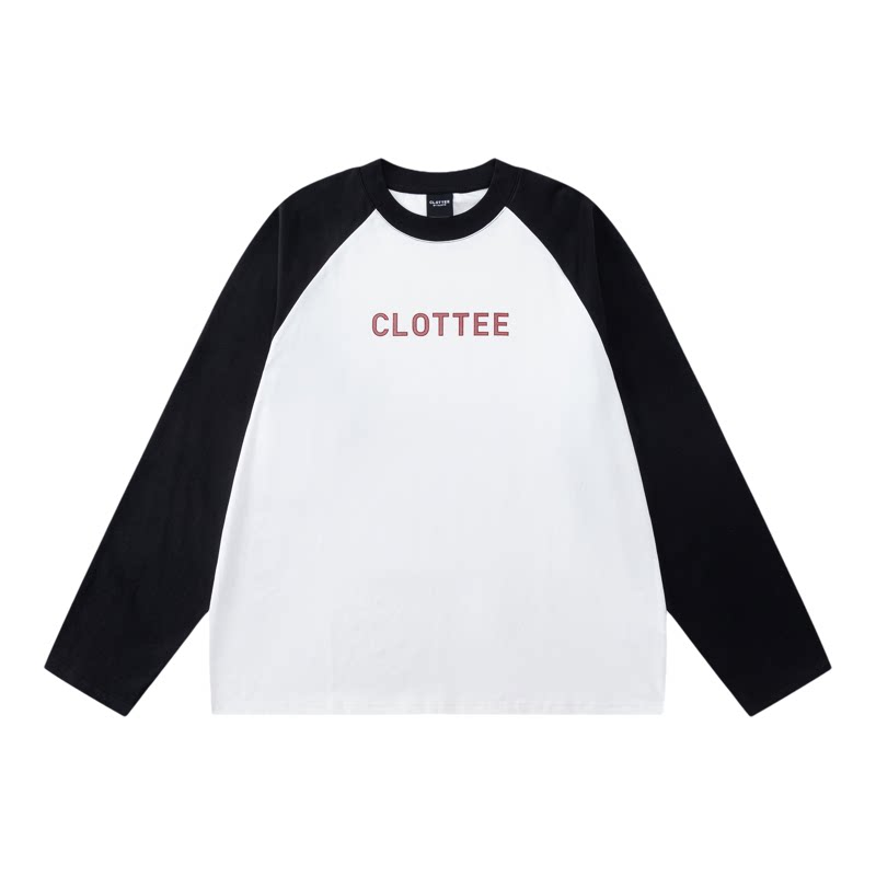 CLOTTEE秋季撞色插肩长袖T恤