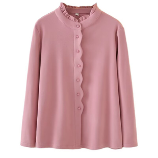 翠袖大码女装胖mm设计感花边双面德绒打底衫2025秋冬新款保暖上衣