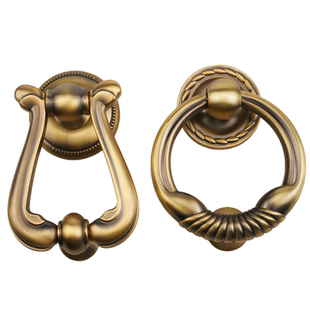 新中式简约环型敲门器敲门环大门防盗门锌合金黄铜拉丝色轻奢拉手