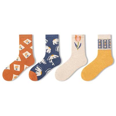 田园风花朵羊毛女袜舒适保暖御寒