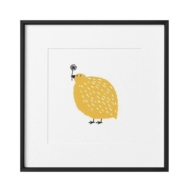 「softwood」kiwi bird 黄色鸟鸟 小众手绘 装饰画挂画正方形带框