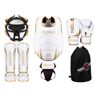 搏击护具全套儿童男女小孩散打面罩拳击头盔护裆腿胸成人泰拳专业