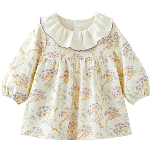 微狮牧尼女宝宝连衣裙长袖春秋款婴儿公主裙周岁礼服外出甜美秋装