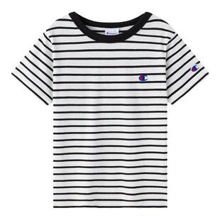 Champion冠军儿童装夏季新款男女大小童柔软亲肤条纹短袖T恤潮