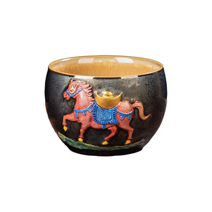 匠仙陈为椿生肖马主人杯单杯陶瓷窑变浮雕个人专用功夫茶盏大号